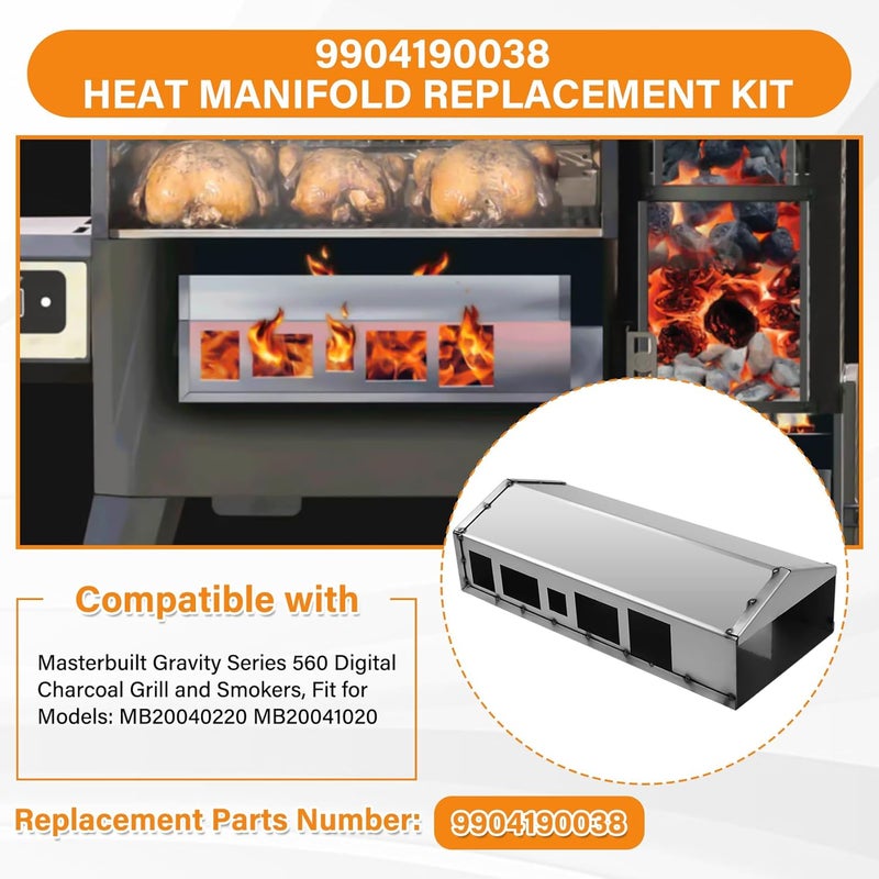 COMVIEE Heat Manifold Replacement Kit for Masterbuilt Gravity Series 560 Digital Charcoal Grill and Smokers MB20040220 MB20041020, Replacement Parts: 9904190038 - Image 3